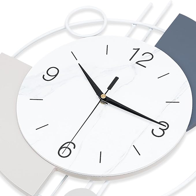 Decorative Wall Clock with Pendulum, Silent Quartz Non-Ticking Battery Operated, Large Wall Clocks for Living Room Kitchen Home Bathroom Bedroom - 16x26.5in(White)