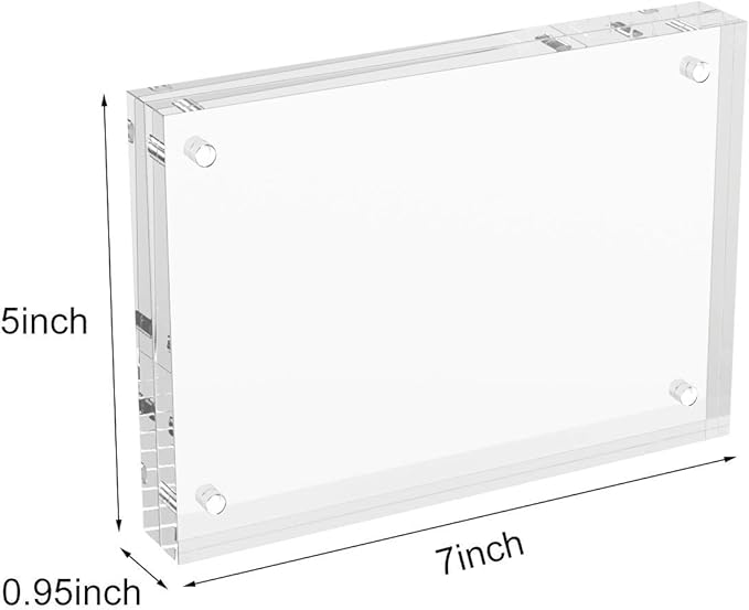 AITEE 5x7 Acrylic Picture Frames 3 Pack, 20% Thicker Block, Clear Picture Frames Freestanding Double Sided Magnetic Acrylic Lucite Frameless Transparent Square Frame Gift for Desktop Display
