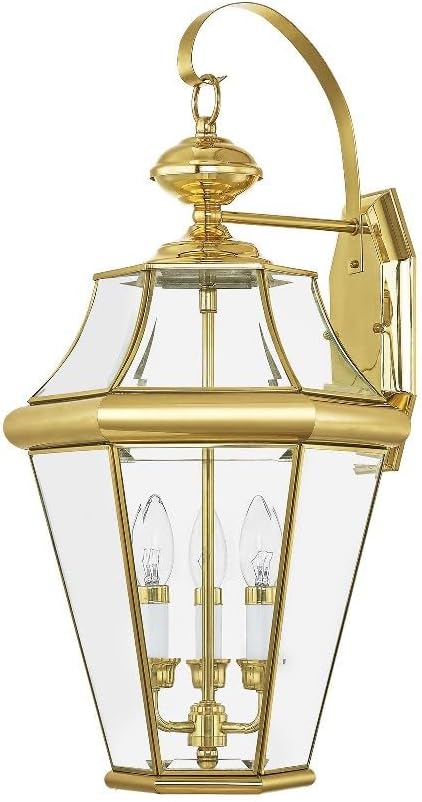 Livex Lighting 2361-04 Outdoor Wall Lantern with Clear Beveled Glass Shades, Black
