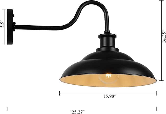 Dusk to Dawn Outdoor Barn Light Fixtures, 16 Inch Dome Large Wall Sconce Farmhouse Exterior Wall Mount Light for House Garage Patio Doorway