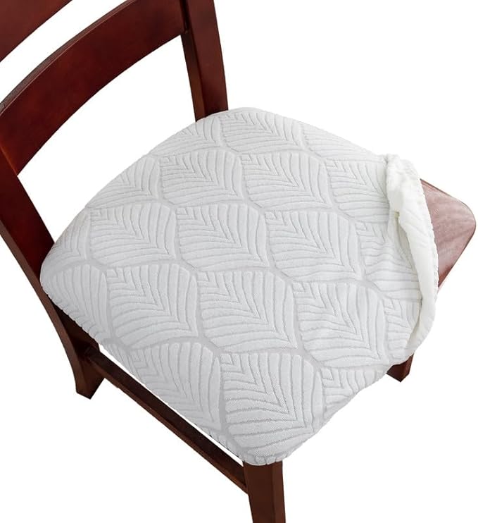Genina Waterproof Dining Room Chair Cover Set of 6, Stretch Jacquard Seat Covers for Dining Room Chairs, Kitchen Parsons Chair Covers Slipcover Protector