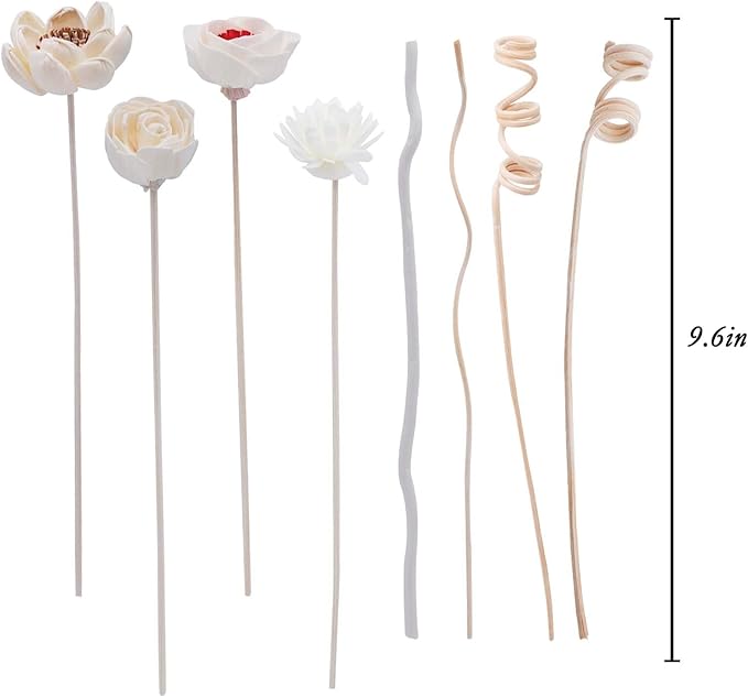 Flowers Reed Diffuser Sticks Set, Scent Diffuser Stick, Fake Dried Flowers Aroma Fragrance Oil Reed Diffuser Sticks for Bathroom Shelf, Office, Home Kitchen Decor (Bottle Not Included)