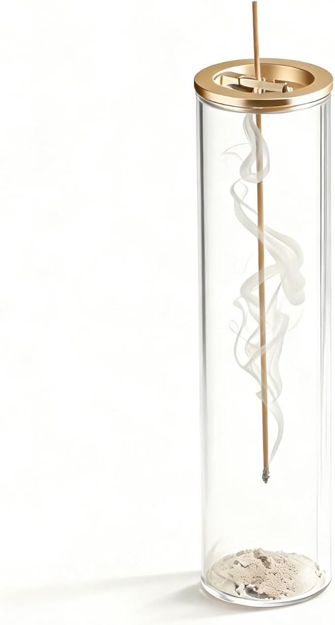 Incense Holder for Sticks [Anti-Ash Flying], Modern Insence-Stick Burner Holder with Removable Glass Ash Catcher, for Home Decor Yoga Meditation