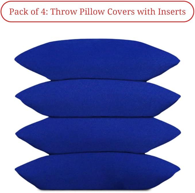 Covers & All Premium Rectangle ThrowPillow Inserts with Covers Set of 4, 14 x 22 Inches Blue, Decorative Cushions for Couch Sofa Home Decor Office Travel UV Resistant Waterproof Soft Cushions Pillows