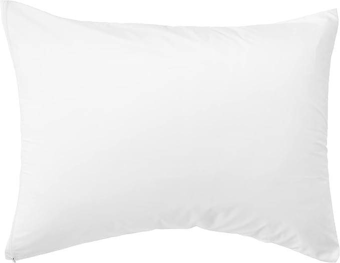 National Allergy Premium 100% Cotton Zippered Pillow Protector - Standard Size - White - 4 Pack - 300 Thread Count - Hypoallergenic Bed Pillowcase with Zipper - Breathable Encasement Cover