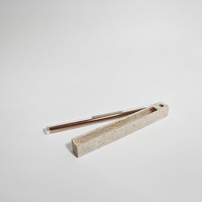 Travertine Incense Burner, 25cm Aromatherapy Tray, Beige Rectangular Ash Catcher for Sage and Cones,Incense Stick (22cm Rectangle)