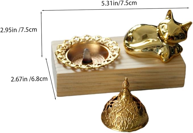 TEHAUX Minimalist Creative Wood and Metal Incense Burner Arabic Style Indoor Incense Holder and Stand for Aromatherapy Yoga Meditation Spa Home and Office Decoration