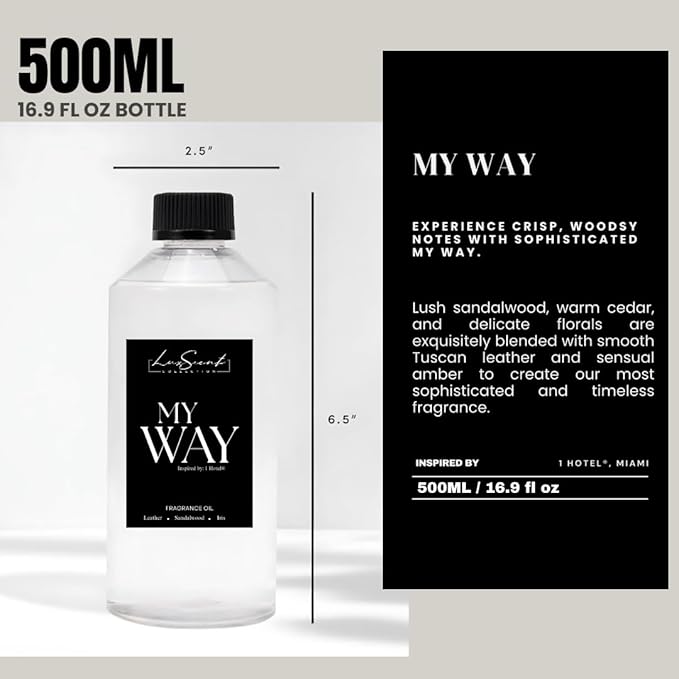 My Way Aroma Diffuser Oil 500ML - Waterless Essential Oil for diffusers - Luxury Hotel Fragrance - Oils for Aromatherapy - Fits in Any Diffuser (500ML, My Way)