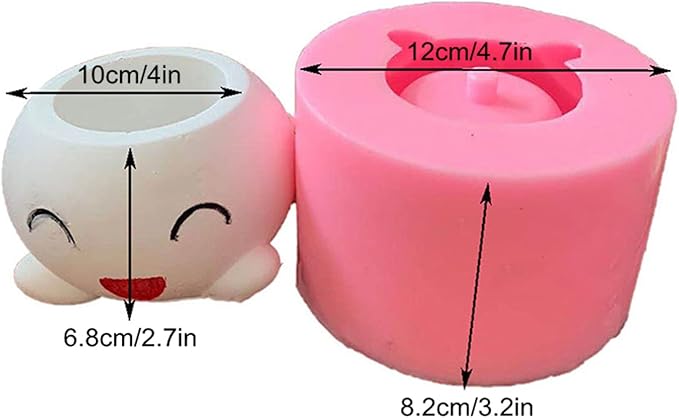Succulent Potted Flower Pot Silicone Mold DIY Cement Gypsum Epoxy Resin Vase Candlestick Storage Box Mould Home Decor Craft (Smiley)