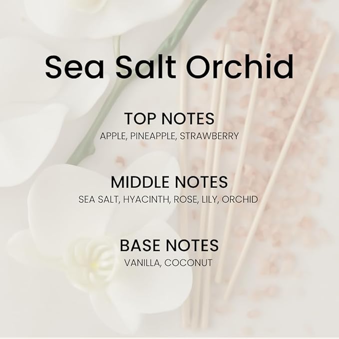 Reed Diffuser Set, Ocean Mist & Sea Salt 5.63 fl oz (160 ml) - Scented Oil Diffuser with 6 Sticks Luxury Fragrance for Home, Office & Bathroom Shelf Decor.