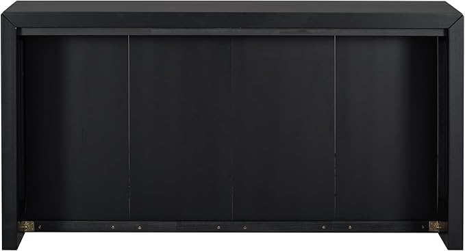 Minimalist 60'' Long Console Table Sofa Table, Unique Versatile Acacia Wood Accent Entryway Table for Hallway Living Room Study Foyer Corridor, Wave Finish Design (Black-N6)