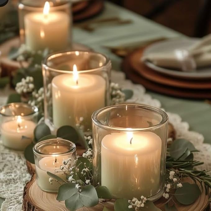 CW Studio 3 Pack 2.8x4 Inch Ivory Unscented Pillar Candles – Long 44 Hour Burn, Smokeless & Dripless – Premium Wax with Cotton Wick – Perfect for Weddings, Events, Home, Rustic & Elegant Décor