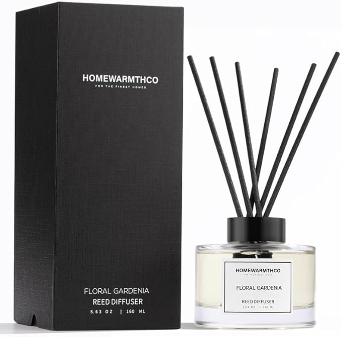 Reed Diffuser Set - Gardenia 5.63 fl oz (160ml) Scented Diffuser with Sticks Luxury Fragrance for Home, Office & Bathroom Shelf Decor.