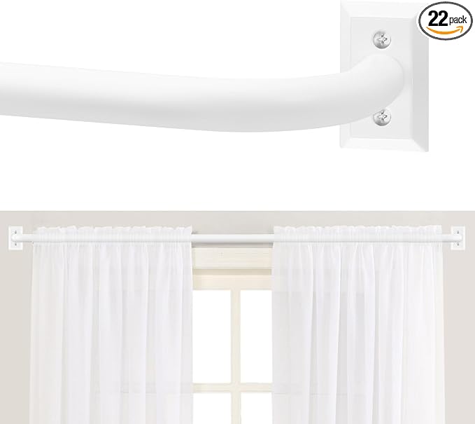 White Wrap Around Curtain Rods 66 to 120 Inch:Blackout Heavy Duty Adjustable Window Curtain Rod for Bedroom Kitchen,Modern Decorative Curved French Metal Single Drapery Rods Easy Install,White