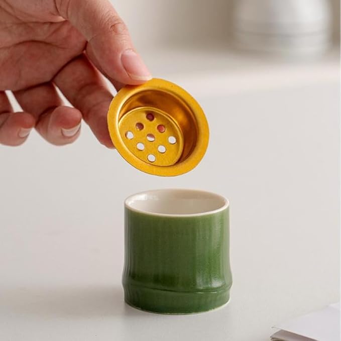 Incense Holder Modern Minimalist Circular Incense Stick Burner for Cones or Sticks for Yoga & Meditation, Enhance Atmosphere,Ceramic Ash Catcher Bamboo 2pcs