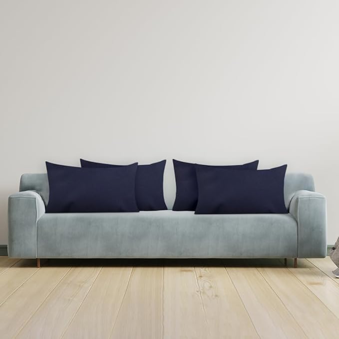 Covers & All Premium Square Throw Pillow Inserts with Covers Set of 4, 12 x 20 Inches Navy Blue, Decorative Cushions for Couch Sofa Home Decor Office Travel UV Resistant Waterproof Soft Cushions