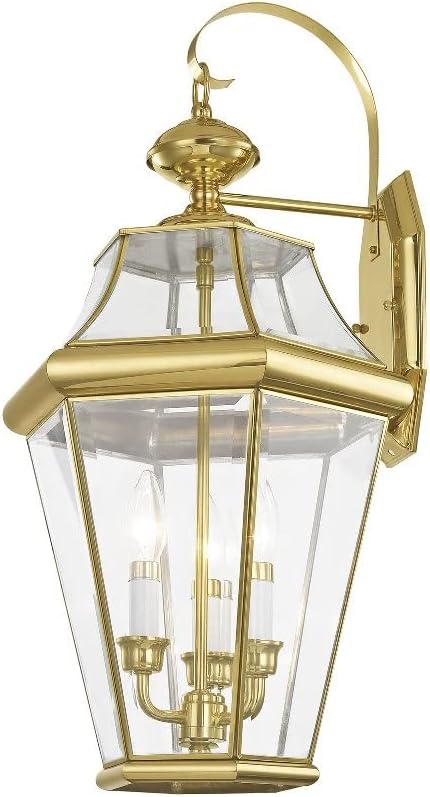 Livex Lighting 2361-04 Outdoor Wall Lantern with Clear Beveled Glass Shades, Black