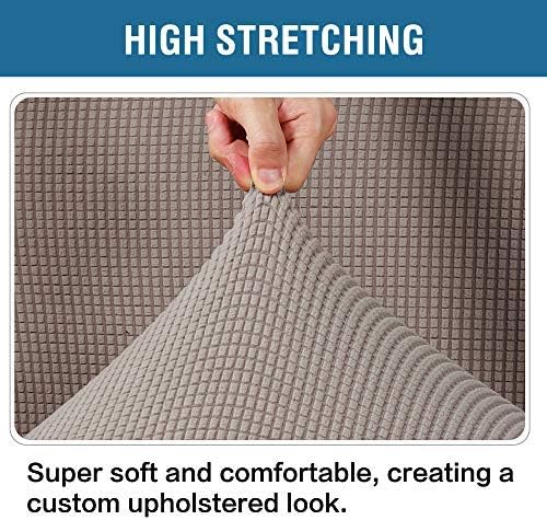 H.VERSAILTEX Ottoman Cover Slipcover Rectangle Fit Length 33"-38" Footrest Sofa Slipcovers Stool Cover Footstool Protector Covers Feature Stretch Thick Soft Jacquard Fabric Removable Washable - Taupe