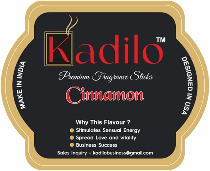 Kadilo Square Incense Sticks, 100 Count Pack with Natural Essential Oils, 1 Hour Burning Time, Hand Dipped, Free Wooden Burner (Cinnamo)