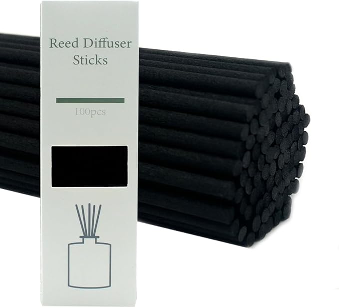 100PCS Aromatherapy Volatile Sticks，Reed Diffuser Sticks 3mm in Diameter, Rattan Wood Sticks Essential Oil Aroma Diffuser Sticks Refill Replacement for Aroma Fragrance (Black, 10 in)