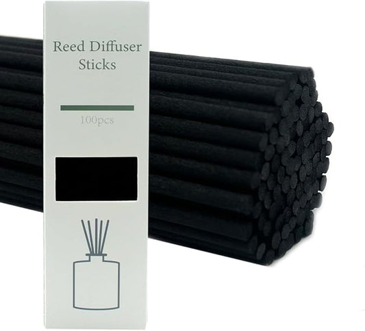 100PCS Aromatherapy Volatile Sticks，Reed Diffuser Sticks 3mm in Diameter, Rattan Wood Sticks Essential Oil Aroma Diffuser Sticks Refill Replacement for Aroma Fragrance (Black, 10 in)