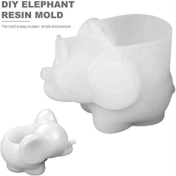 Cute Elephant Silicone Flower Pot Mold Concrete Mould Cement Planter Clay Molds Silicone Mold for DIY Makeup Sponge Storage Holder Crafts Decorations