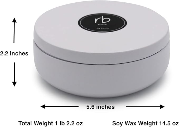 Rosbas Candle, Sea Salt & Orchid Scented, Natural Soy Wax, White Metallic Tin, 14.5 oz, 4 Cotton Wicks, Long Burn Time, Drawstring Cotton Bag, Non-Toxic, Handmade in The USA