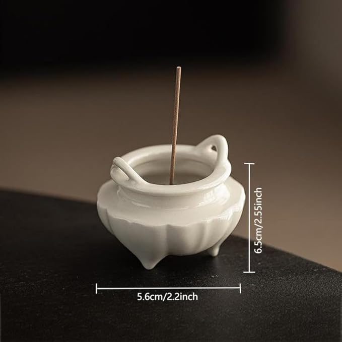 Incense Holder Modern Minimalist Circular Incense Stick Burner for Cones or Sticks for Yoga & Meditation, Enhance Atmosphere,Ceramic Ash Catcher White-7