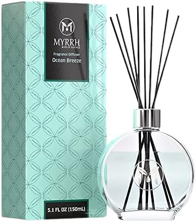 Ocean Breeze Scented Reed Diffuser with 8 Rattan Diffuser Sticks, 150 ml, All Natural Air Freshener, Long-Lasting Diffusers at Home - MyrrhUSA