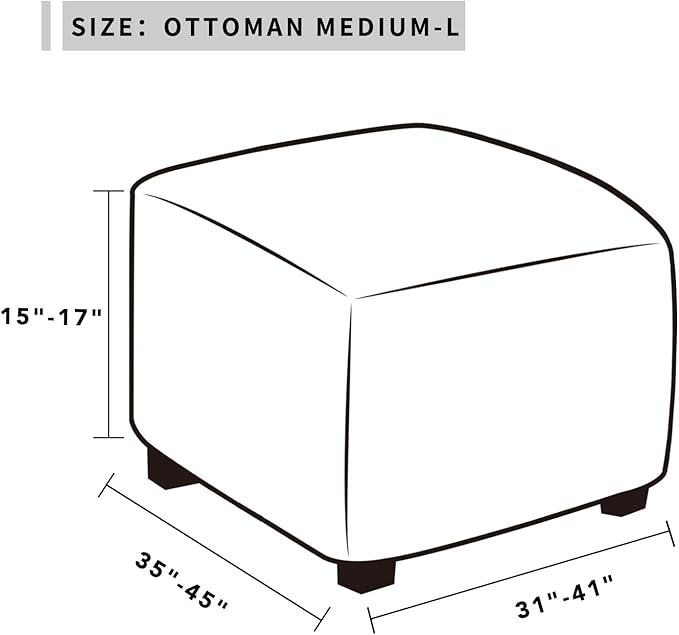 Easy-Going 100% Dual Waterproof Stretch Ottoman Cover 40x40x15inch Square Folding Storage Stool Furniture Protector Soft Slipcover for Living Room Camel