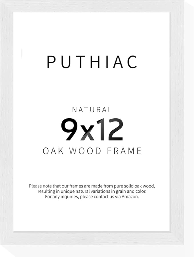 9x12 Oak Wood Picture Frams - Minimalist 9x12 Oak Wood Frames, 9"x12" Picture Frame Wood, Natural Solid Wooden Picture Frames for Wall Art Photo and Prints(1 Pack, White)