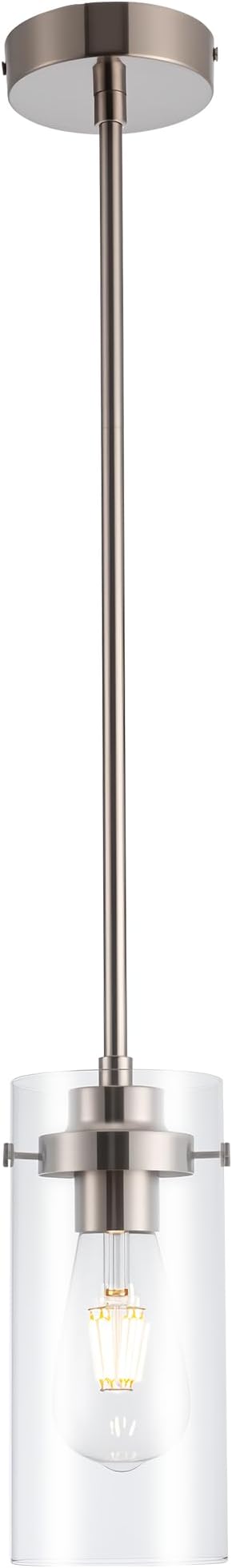 Pendant Light, Kitchen Lights Ceiling Hanging, Kitchen Light Fixtures Brushed Nickel Finish, Industrial Pendant Lighting for Kitchen Island (1 Pack)