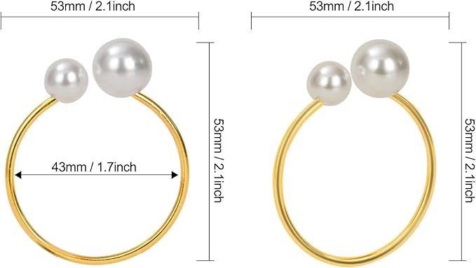 KPOSIYA Pearl Napkin Rings - Set of 12 Gold Napkin Holder Table Napkin Buckles for Dinning Table Setting Christmas Wedding Party Supplies (Gold 12)