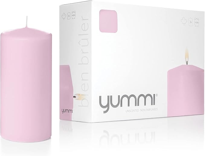 yummi 3" x 6" Blush Round Pillar Candles - 3 per Pack