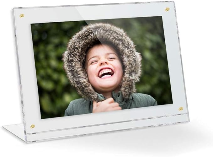 ArtToFrames 6x4 Acrylic Floating Picture Frame - Table Stand with Gold Magnetic Front Cover to Easily Change Photos - Made in The USA