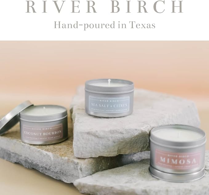 River Birch Candles Birch Scented Candle | Premium, All-Natural, Non-Toxic, Soy Candles | 8 oz. Silver Tin Travel Candle | Cozy Relaxing Gifts for Home