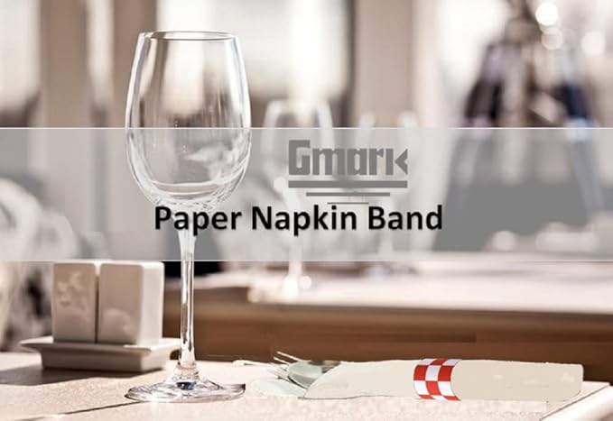 Gmark Paper Napkin Band Box of 2500, Paper Napkin Rings self Adhesive (Red White Grid) GM1111