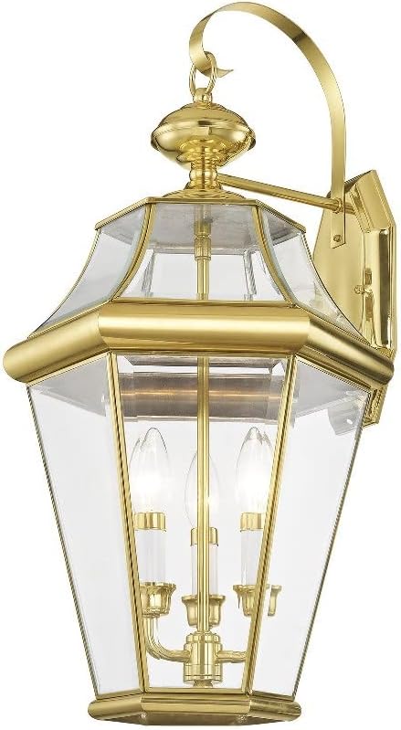 Livex Lighting 2361-04 Outdoor Wall Lantern with Clear Beveled Glass Shades, Black