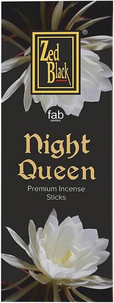 ZED Black Night Queen Incense Sticks-20 Sticks per Box, 6 Boxes Inside (Total 120 Sticks)| Premium Quality Incense Sticks for Relaxation & Yoga.