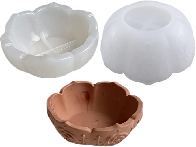 Lotus Storage Bowl Silicone Mold Concrete Flower Pot Silicone Mold Succulent Planter Vase Mold Bowl Dish Tray Mold Plaster Epoxy Resin Mold
