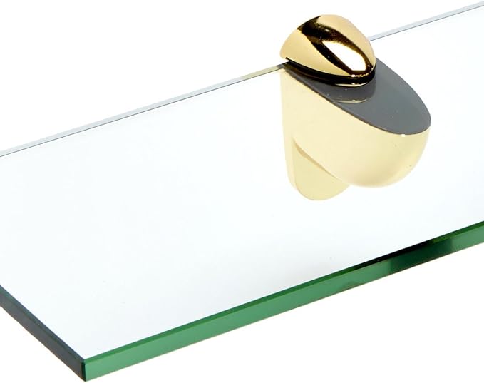 Spancraft Glass H-8x27-Brass Heron Glass Shelf, Brass, 8" x 27"