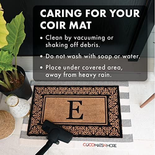 COCO MATS 'N MORE Personalized Door Mat with Monogram for Outdoor Indoor - Non-Slip Coco Coir Front Doormat with Vinyl Backing, Wedding, Housewarming New Home (Blooming Heart, 14" x 22")