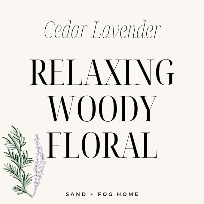 Sand + Fog Scented Candle - Cedar & Lavendar – Additional Scents and Sizes – 100% Cotton Lead-Free Wick - Luxury Air Freshening Jar Candles - Perfect Home Decor – 10oz