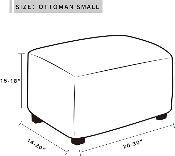 Easy-Going Stretch Ottoman Cover Folding Storage Stool Furniture Protector Soft Rectangle slipcover with Elastic Bottom(Ottoman Small,ASH Rose)