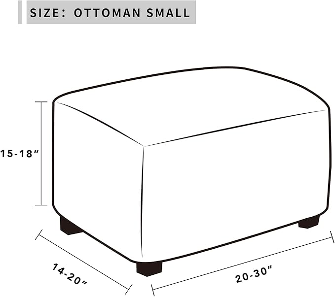 Easy-Going Stretch Ottoman Cover Folding Storage Stool Furniture Protector Soft Rectangle slipcover with Elastic Bottom(Ottoman Small,Greyish Green)