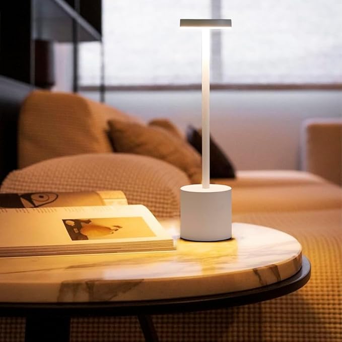2 Pack LED Cordless Table Lamp, Portable 5000mAh Rechargeable Table Lamps, Touch Control Outdoor Table Lamp, 3 Color Dimmable Cordless Desk Lamp For Restaurant, Patio, Bedroom, Outdoor - White