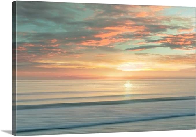 CANVAS ON DEMAND Beach Sunrise Canvas Wall Art Print by Alex Hanson, Contemporary, Home Decor, Ocean Artwork,60" x40in