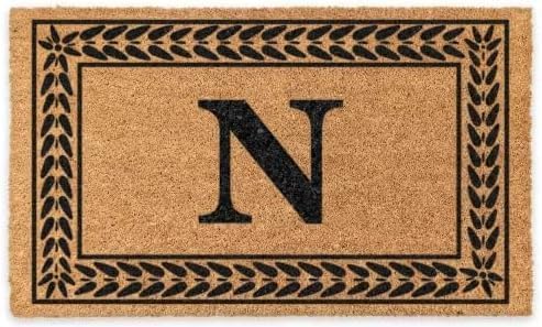 COCO MATS 'N MORE Personalized Door Mat with Monogram for Outdoor Indoor - Non-Slip Coco Coir Front Doormat with Vinyl Backing, Wedding, Housewarming New Home (Leafy Vine, 16" X 24")