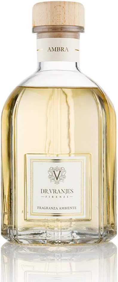 Dr. Vranjes - Ambra 250 ml Diffuser + Double Pack of White Sticks (3 Pieces Bundle)- Luxury Home Fragrance, Made in Italy, Main Scent: Oriental, Olfactory Pyramid: Amber, Patchouli, Sandalwood