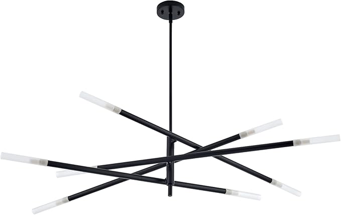 Modern Sputnik Chandelier for Dining Room, Mid Century Black Pendant Lighting, Industrial 8-Light Vintage Hanging Light Fixture for Entryway Bedroom Kitchen Island Hallway Foyer